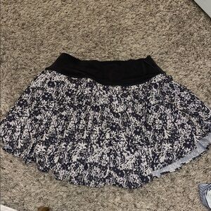Floral Black and White Women's Athletic Skirt